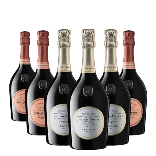 Crate of 6 Laurent Perrier Cuvee Rose and Heritage MV